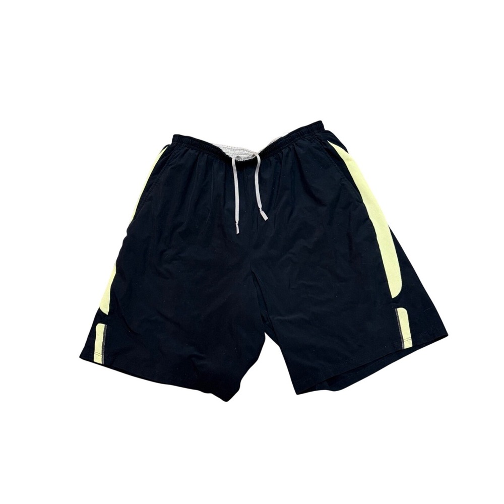Nike FIT Mens Basketball Shorts Black Neon Volt Yellow Mesh Inset Size M
